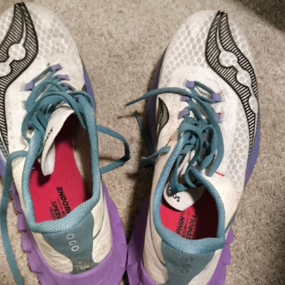 Women's Saucony  White and Purple Running Shoes